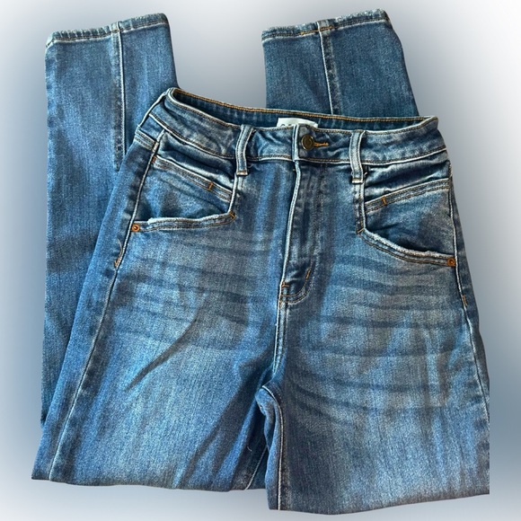 Cello Straight Ankle Back Seam Classic Blue Denim Jeans Size 5 - Picture 1 of 3